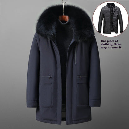 Warm Timeless Men's Down Jacket - Mid Length Polyester