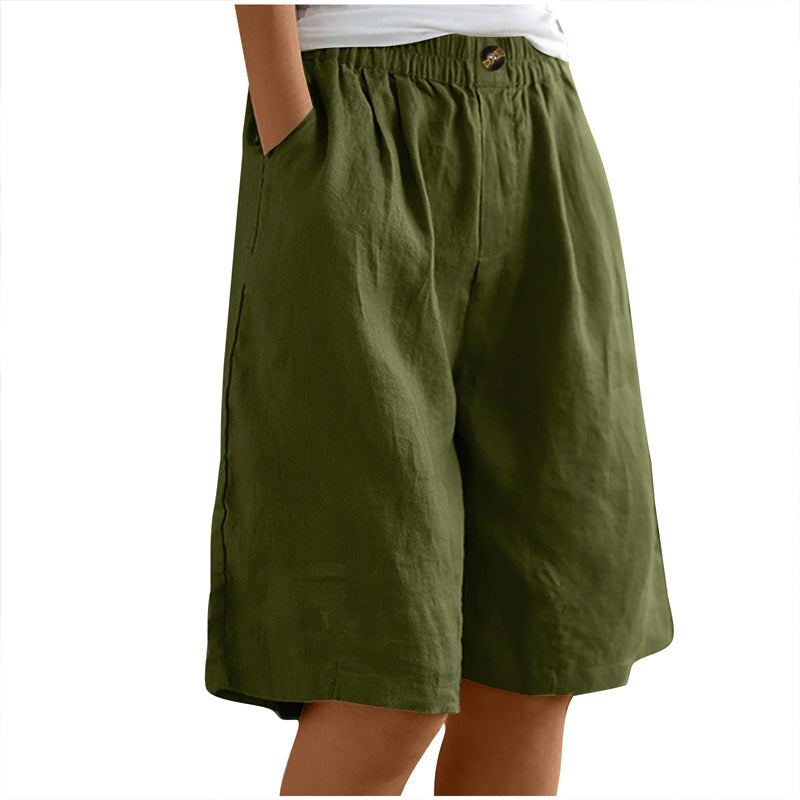 high-waisted, loose-fit with pockets, cotton, for casual summer days – Light women's shorts