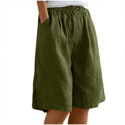 high-waisted, loose-fit with pockets, cotton, for casual summer days – Light women's shorts