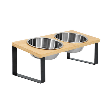 Dog Elevated Bowls With Wooden Stand Stainless Steel Dual Bowls Vet Recommended Fall 2025 Gift