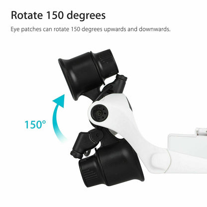 Magnifier Headband LED Jeweler Glasses With 8 Lenses