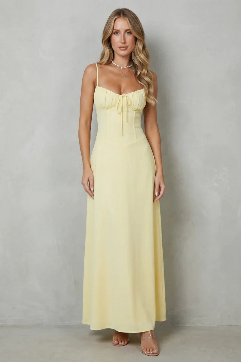 a-line, backless lace-up, polyester, for summer weddings – Light flattering women's dress