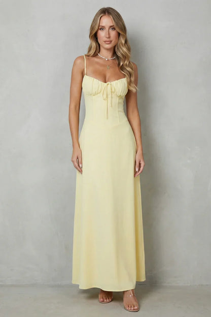 a-line, backless lace-up, polyester, for summer weddings – Light flattering women's dress