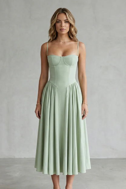 Light Women's Dress - bustier bodice, A-line skirt, polyester, for spring events