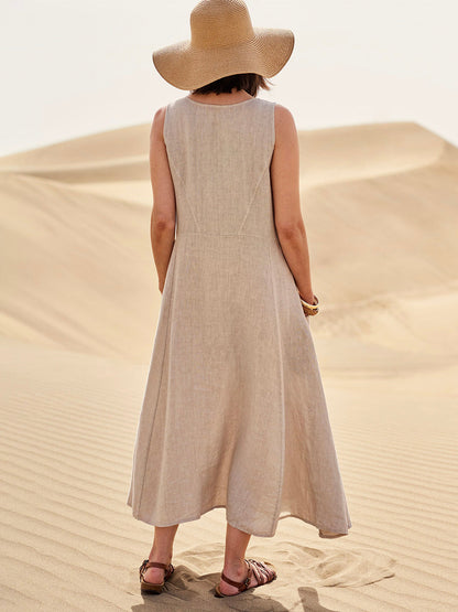 Womens Summer Dress with Pockets, Casual Knee-Length Cotton Dress for Everyday Comfort and Style-2