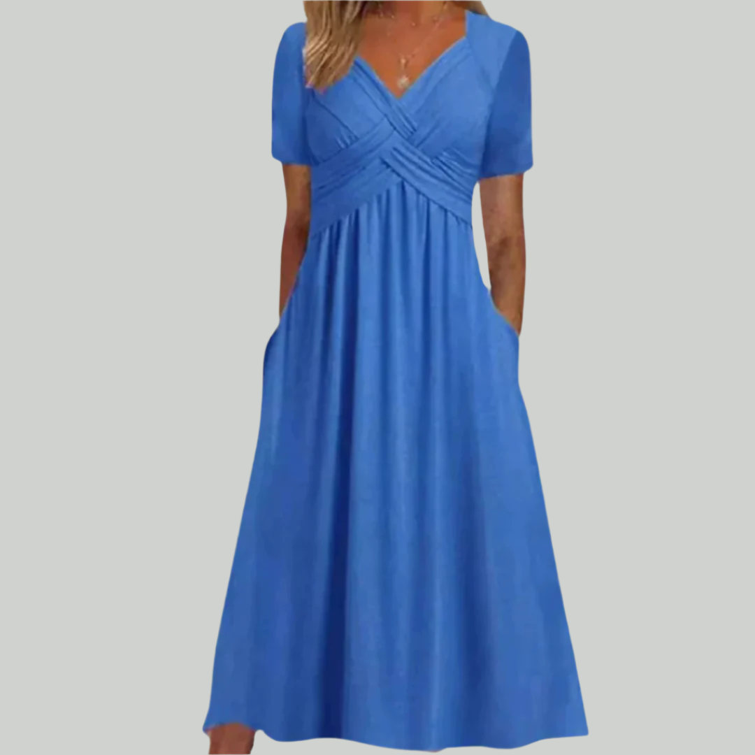 Variant image for Elegant V-Neck Women's Dress, Flattering Fit in Breathable Fabric, Sizes S to 2XL - Perfect for Formal and Summer Occasions-33
