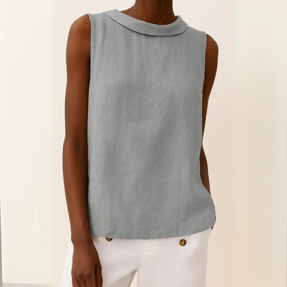 Light women's tank top - round-neck pullover, cotton blend, casual summer wear