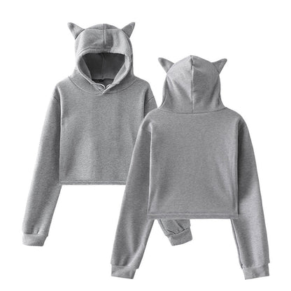 Plush Women's Cropped Hoodie - Boxy Relaxed Cut, Cotton