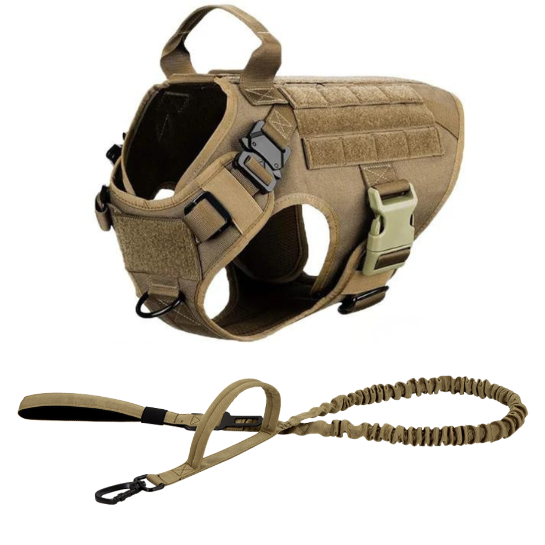 Tactical Dog Harness No-Pull With Front And Back D-Rings Fast-Release Buckles Top Handle Heavy-Duty Training