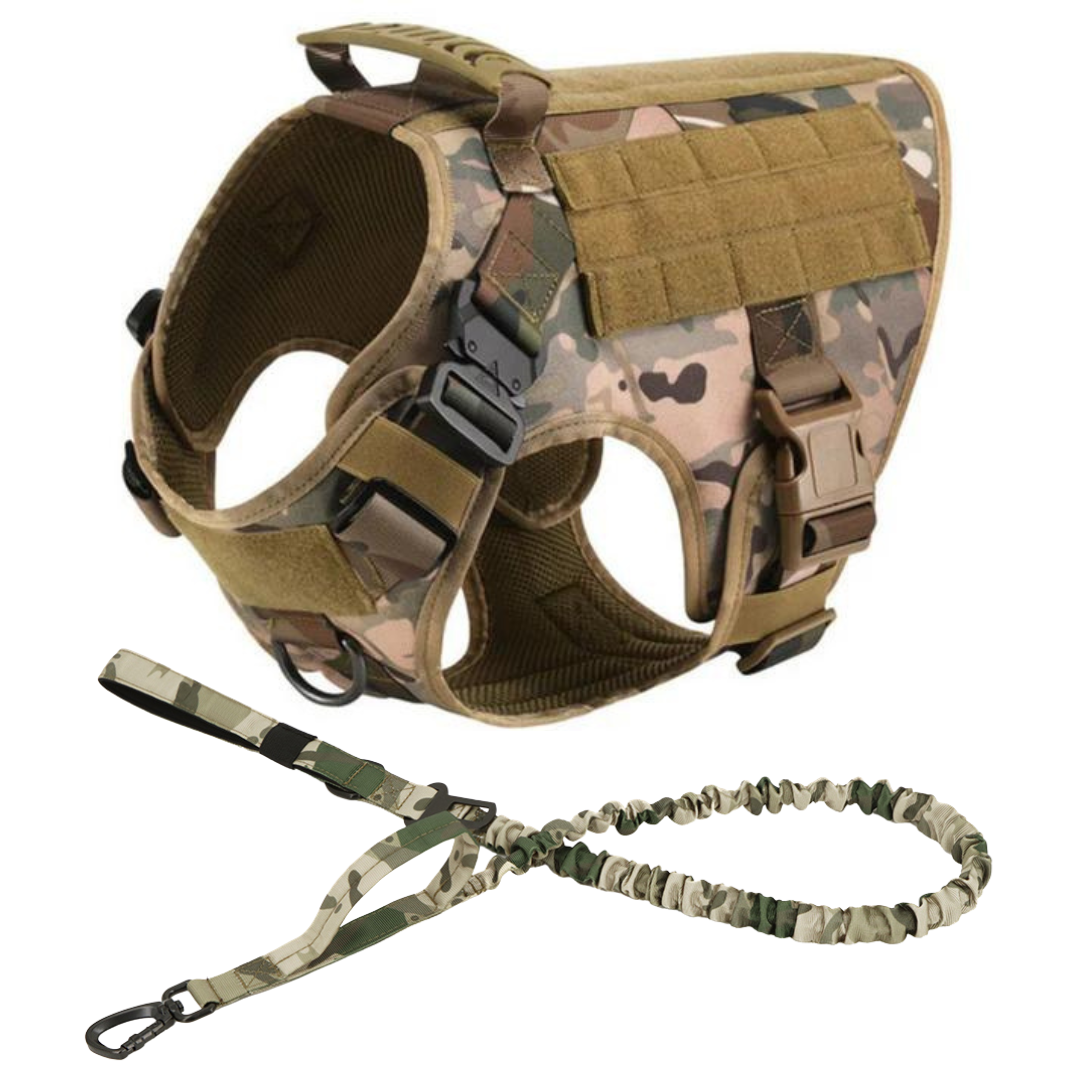 Tactical Dog Harness No-Pull With Front And Back D-Rings Fast-Release Buckles Top Handle Heavy-Duty Training