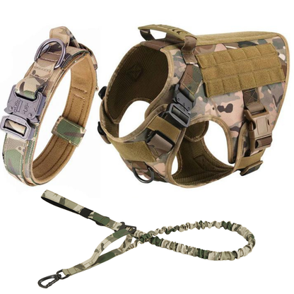 Tactical Dog Harness No-Pull With Front And Back D-Rings Fast-Release Buckles Top Handle Heavy-Duty Training