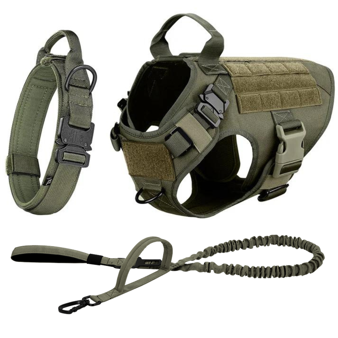 Tactical Dog Harness No-Pull With Front And Back D-Rings Fast-Release Buckles Top Handle Heavy-Duty Training