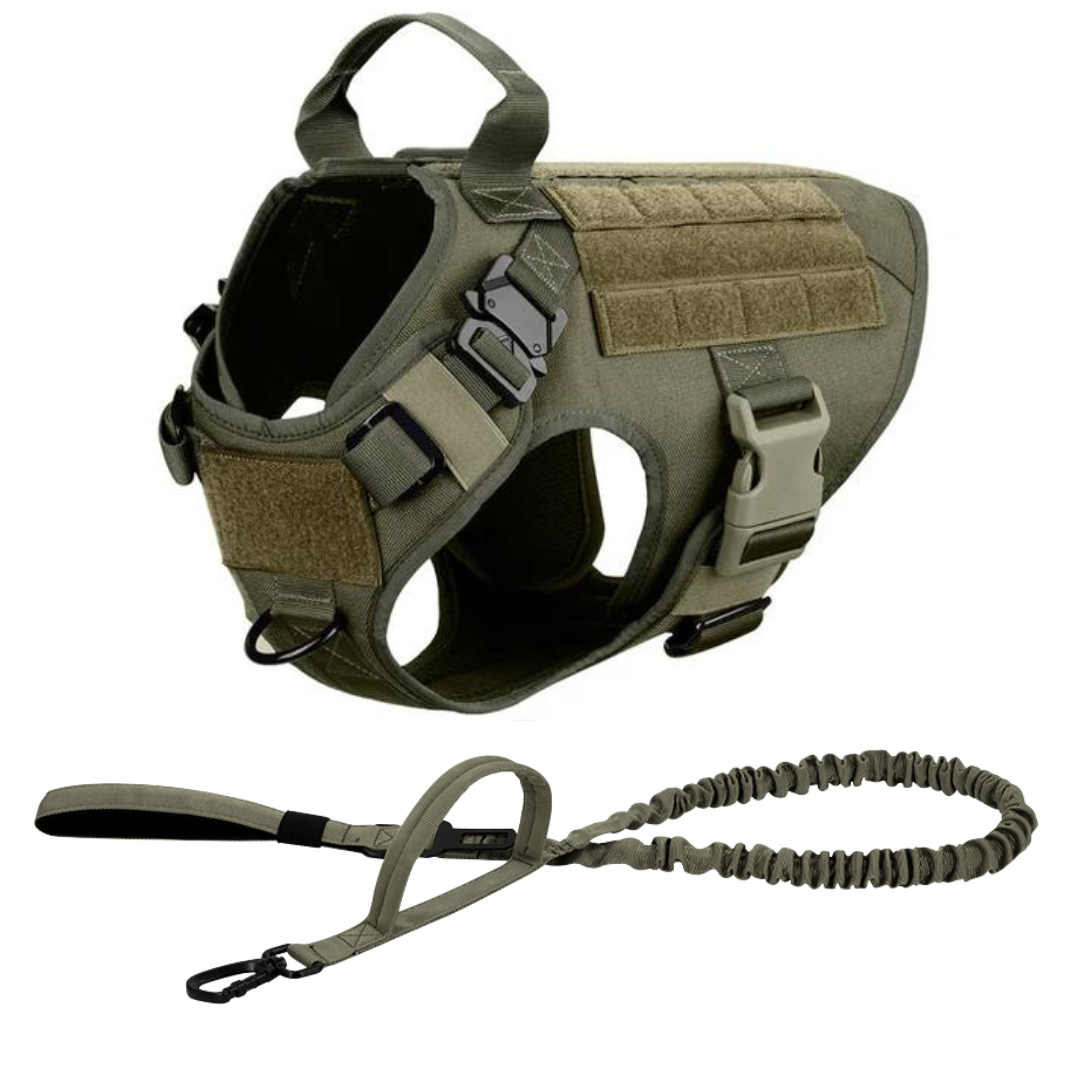 Tactical Dog Harness No-Pull With Front And Back D-Rings Fast-Release Buckles Top Handle Heavy-Duty Training