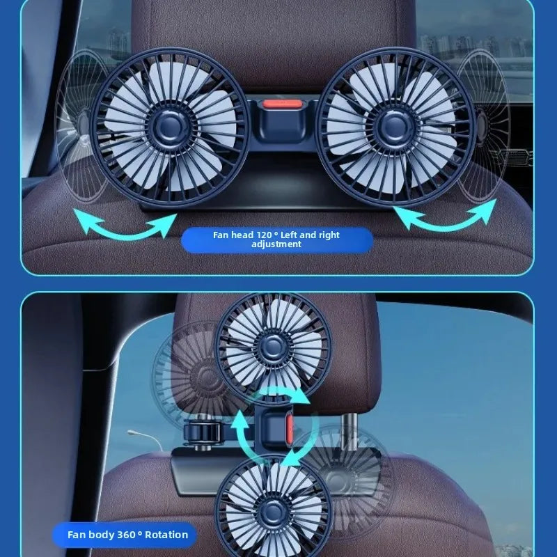 3-Speed USB Fan for Car with Dual Heads and 360-Degree Rotation, Portable Cooling Solution for Summer Comfort 2