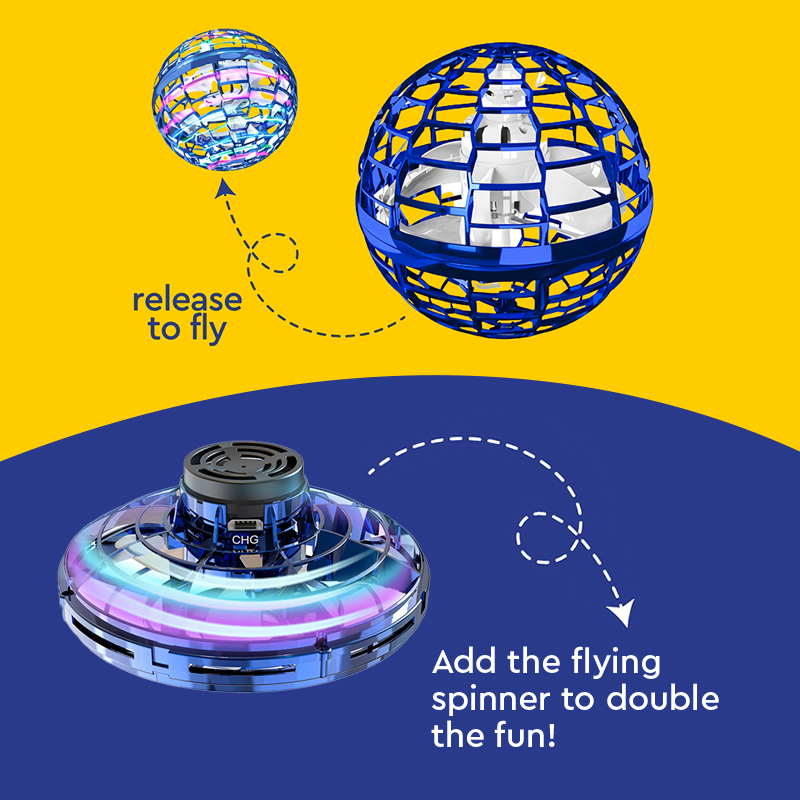 LED Flying Magic Orb Drone Toy - 360° Rotating UFO Ball for Kids, Safe & Battery-Powered Fun