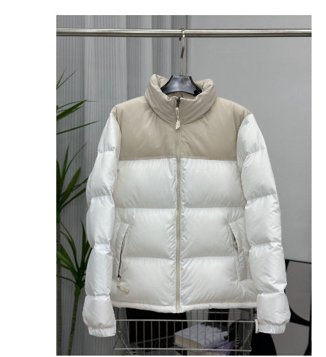 Unisex Insulating Puffer Coat - Stand Collar, Cotton