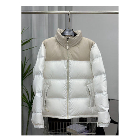 Unisex Insulating Puffer Coat - Stand Collar, Cotton