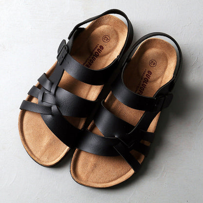Light Men's Sandals - Hollow-Out Design, Cork Footbed, Casual Regular Wear