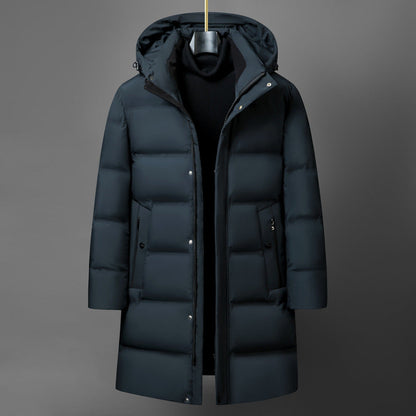 Men's Insulating Mid-Length Down Coat - Boxy, Polyester