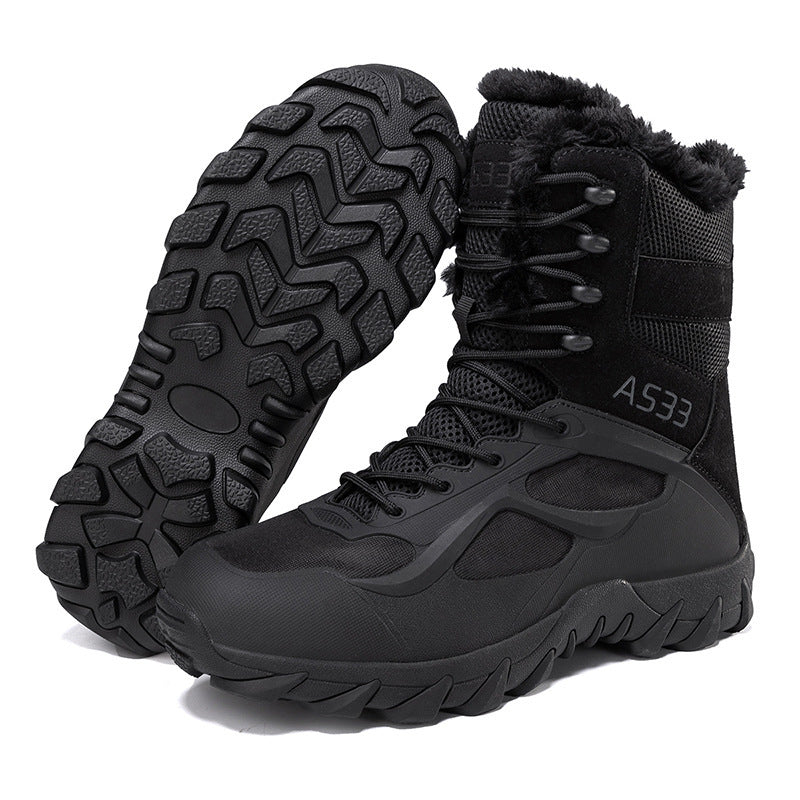 Anti-Slip Men's Snow Boots - High-Top Platform, Faux Fur
