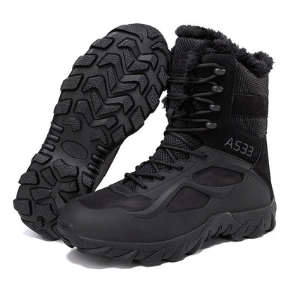 Anti-Slip Men's Snow Boots - High-Top Platform, Faux Fur