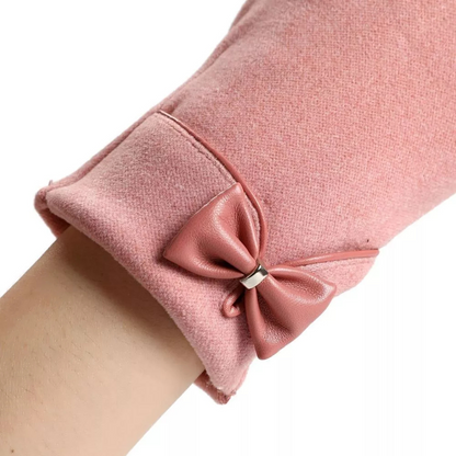 Womens Warm Touchscreen Gloves - Short Fitted Suede Winter