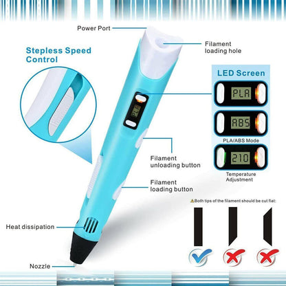3D Printing Pen For Kids Creative Art Device Safe No Heat Design Non Toxic Filament Back To School 2025 Gift