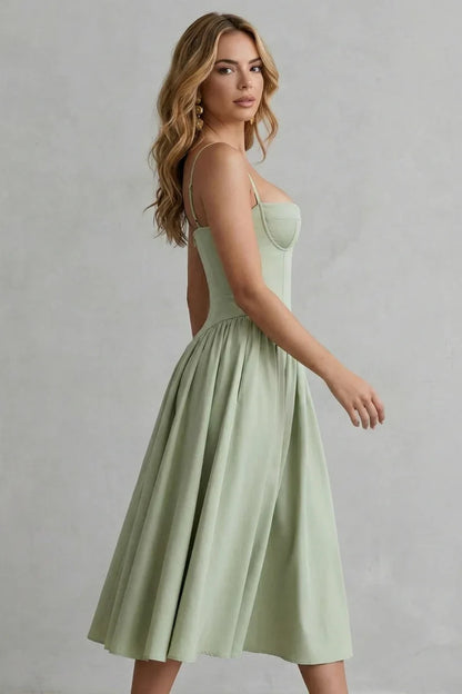 Light Women's Dress - bustier bodice, A-line skirt, polyester, for spring events