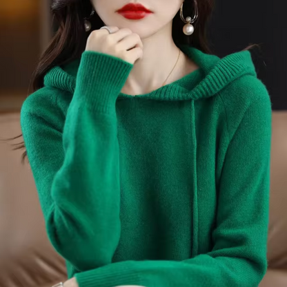 Warm Cozy Womens Knit Hoodie - Relaxed Fit, Plush Knit