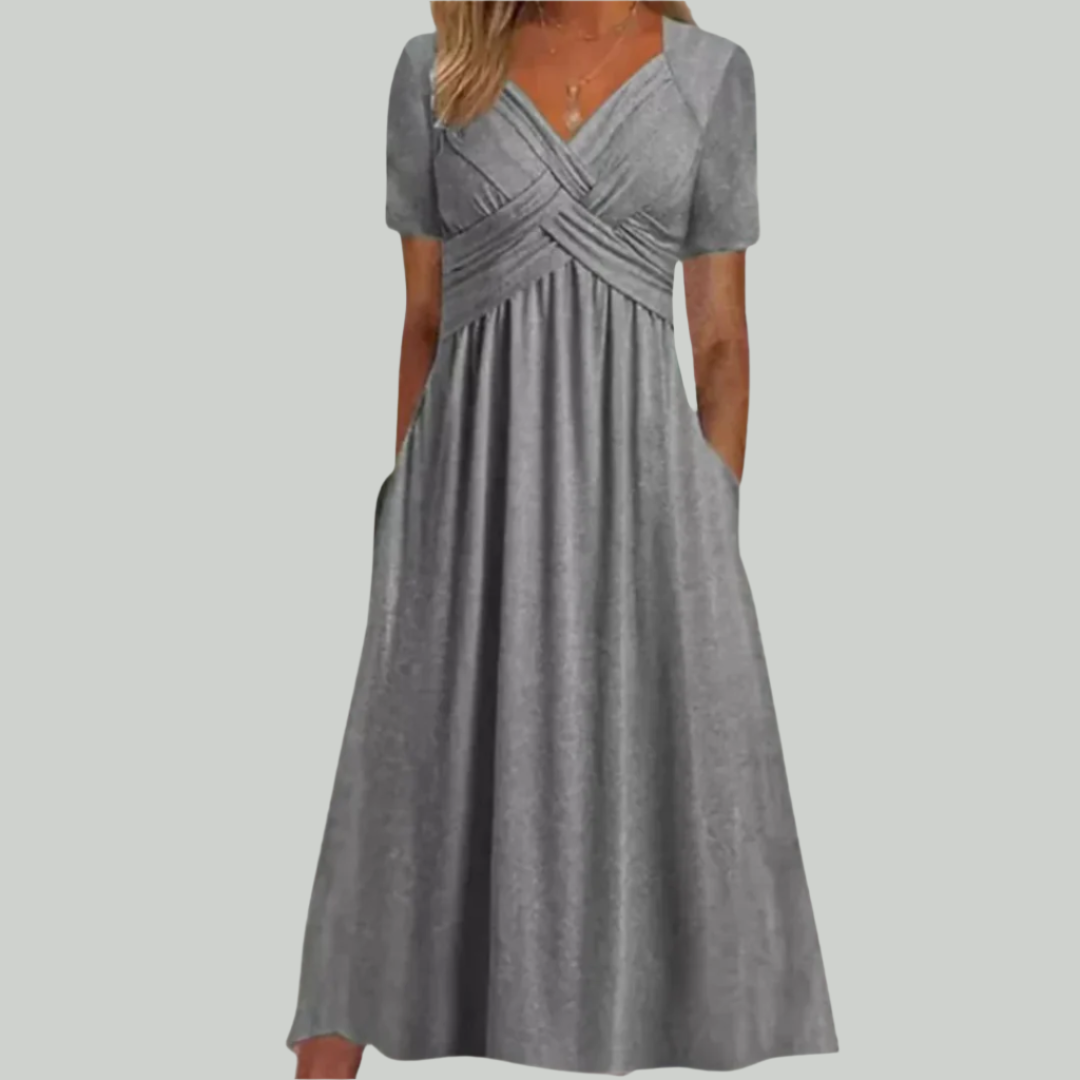 Variant image for Elegant V-Neck Women's Dress, Flattering Fit in Breathable Fabric, Sizes S to 2XL - Perfect for Formal and Summer Occasions-25