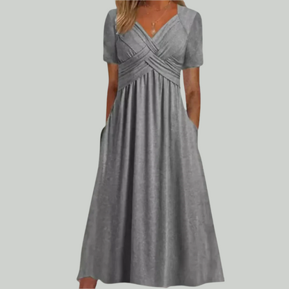 Variant image for Elegant V-Neck Women's Dress, Flattering Fit in Breathable Fabric, Sizes S to 2XL - Perfect for Formal and Summer Occasions-25