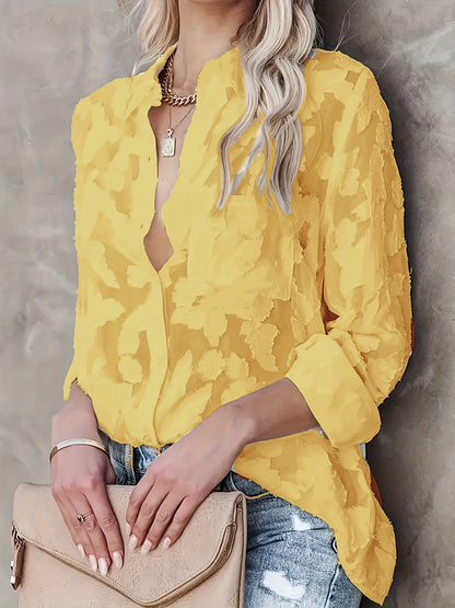Variant image for Stylish White Women's Blouse, Lightweight and Breathable Long Sleeve Top for Summer Wear, Flattering Fit-16