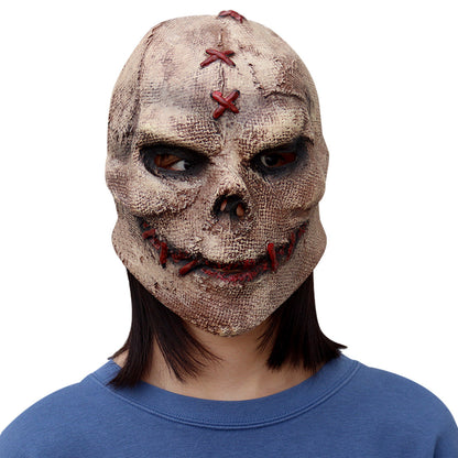 Latex Stitched Horror Mask Brown Halloween 2025 Cosplay
