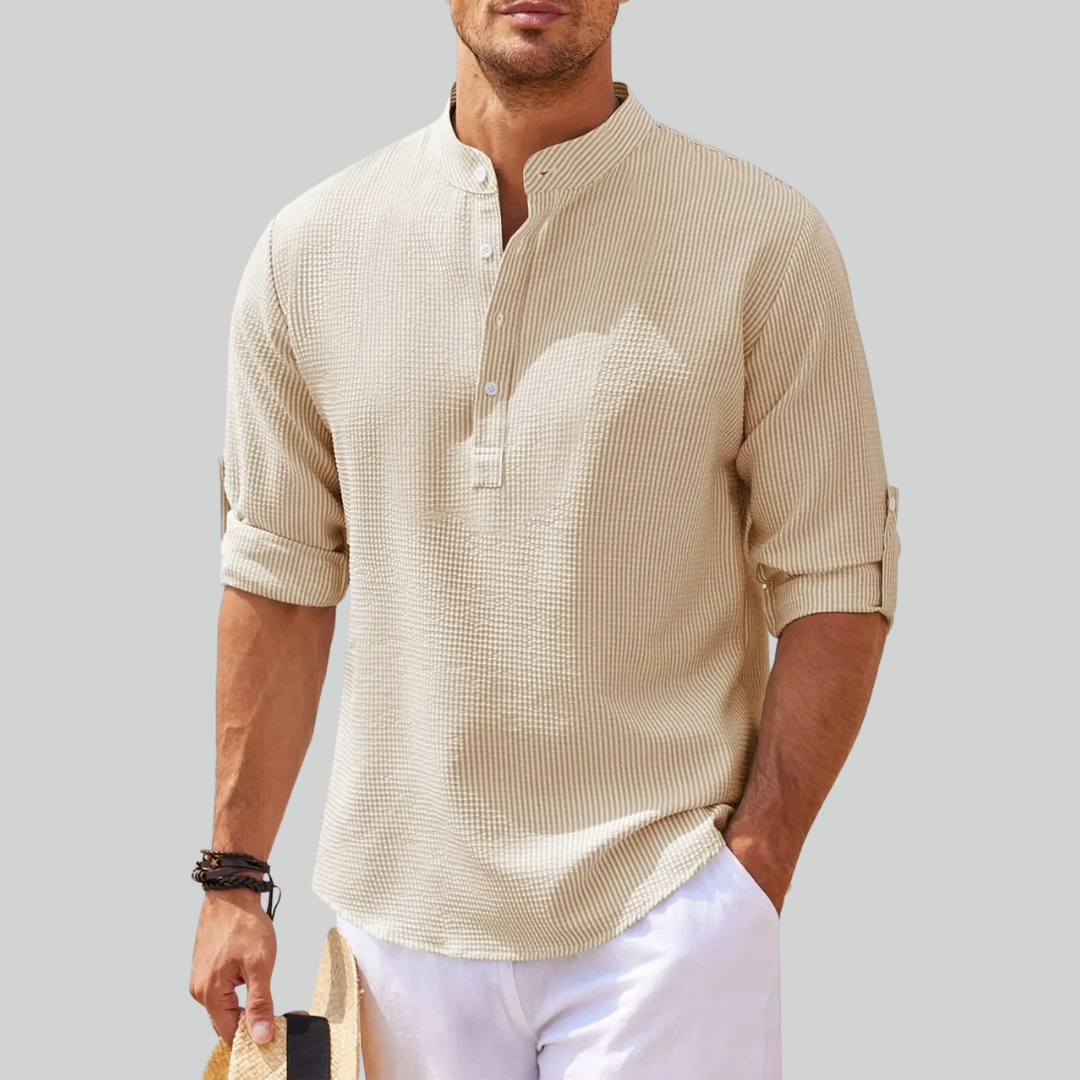 Linen Cotton Men's Long-Sleeved Shirt Plus Size S-5XL Casual Beach Style