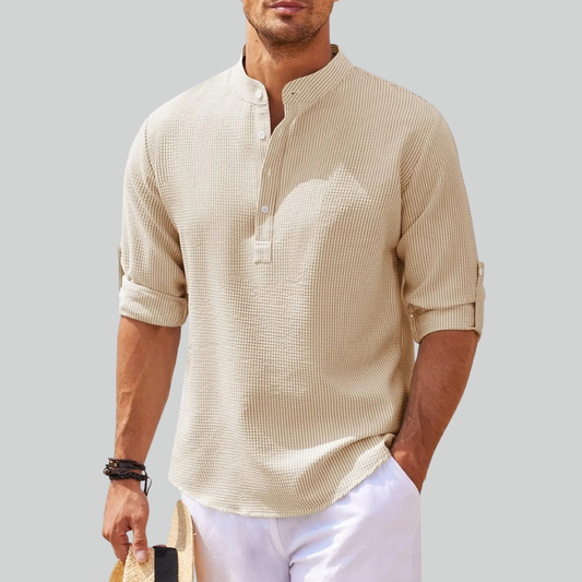 Linen Cotton Men's Long-Sleeved Shirt Plus Size S-5XL Casual Beach Style