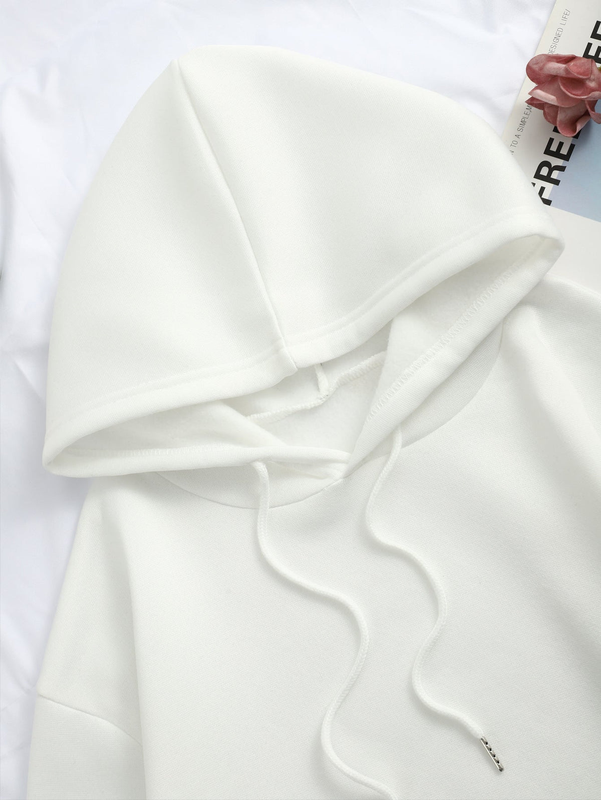 Plush Women Oversized Hoodie - Drop Shoulder, Polyester