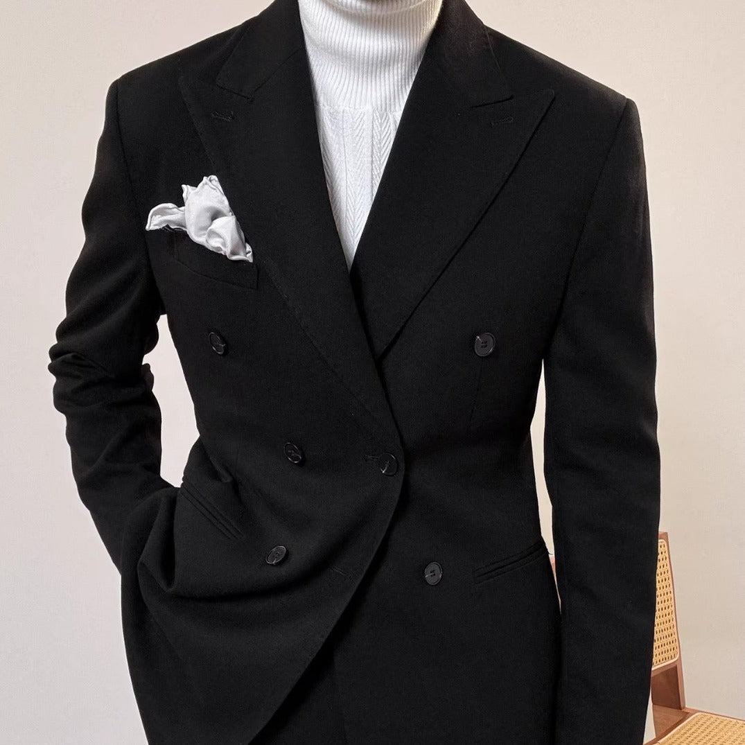 Light men's suit - timeless double-breasted Italian cut, for business, office-ready
