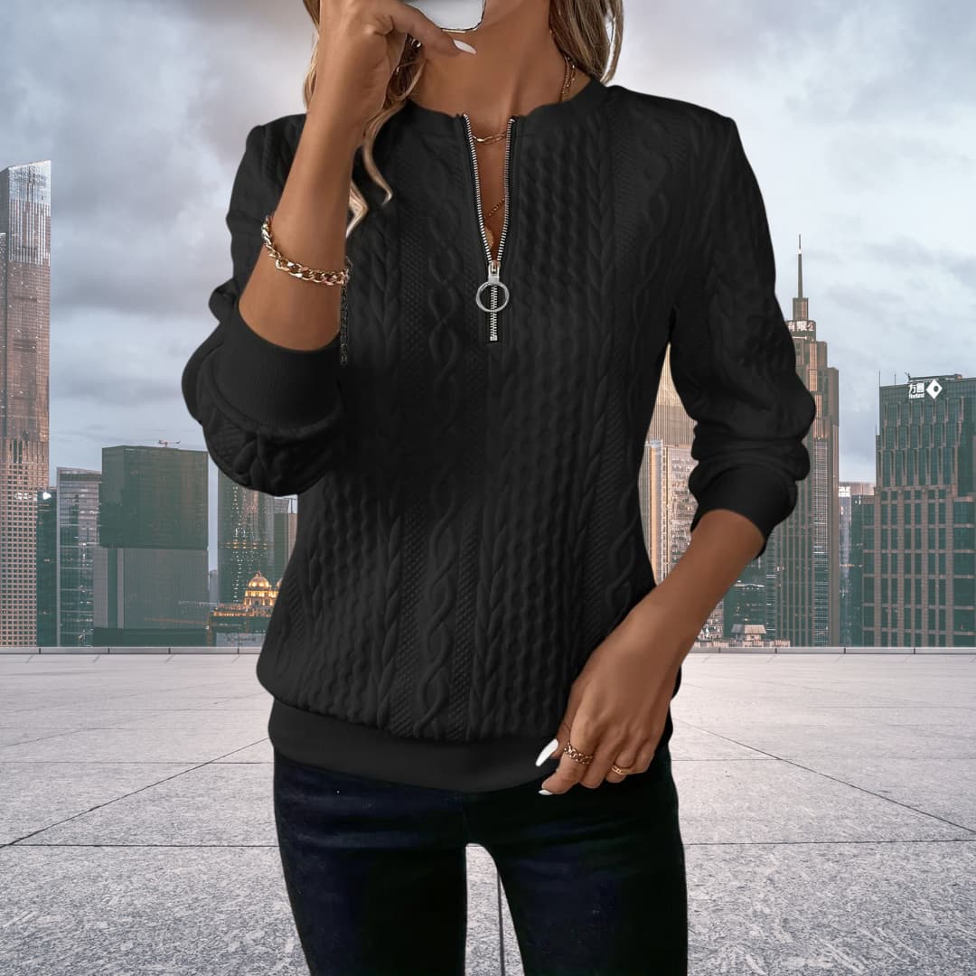 Variant image for Stylish Women's Sweater with Flattering Fit, Modern Zipper Detail, and Unique Knitted Design in Multiple Colors-16