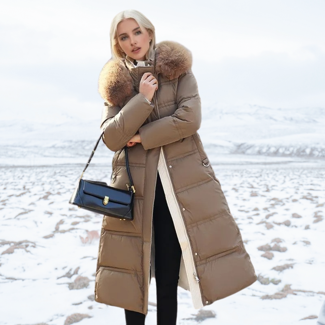 Women’s Insulating Puffer Coat - Quilted, Fur Trimmed