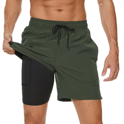 Sporty Men's Swim Trunks with Fast-Drying Fabric and Zip Pockets for Active Lifestyle, Available in M-3XL-4