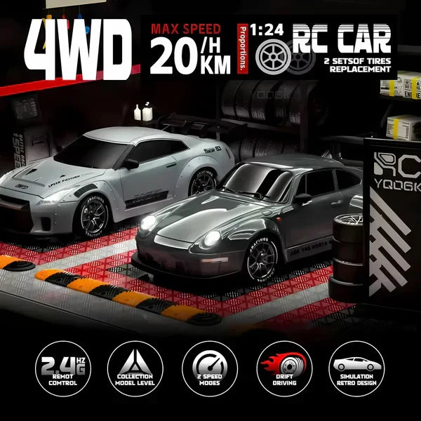 Car RC 4WD LED Lights Retro Drift Master Style High Traction Night Racing Fall 2025 Gift Idea