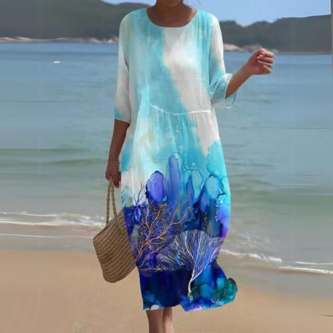 Variant image for Elegant Floral Print Summer Dress for Women - Comfortable Fit Wedding Guest or Cocktail Dress-19