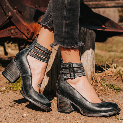 Elegant Black Women's Pumps with Adjustable Buckles for Comfort and Style-2