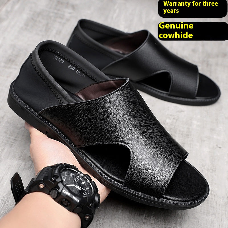 men's Breathable sandals - durable casual open-toe, cowhide upper, ideal for beach outings