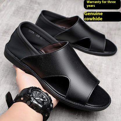 men's Breathable sandals - durable casual open-toe, cowhide upper, ideal for beach outings