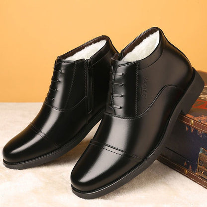 Cozy Warm Mens Ankle Boots - Cap Toe, PU Leather, Winter
