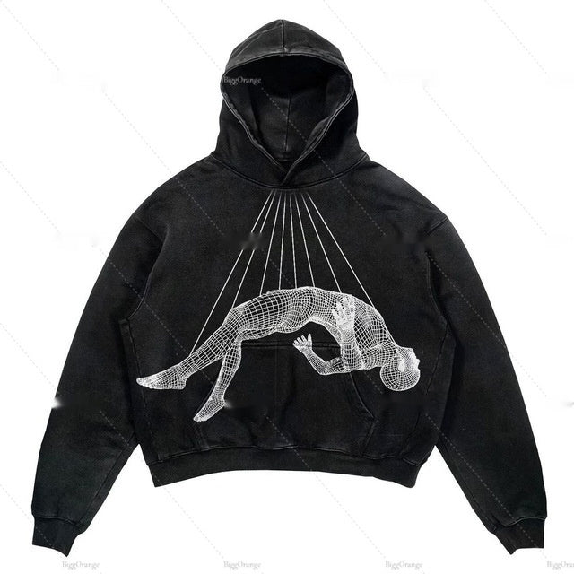 Relaxed Warm Hoodie - Cropped Pullover Polyester Streetwear