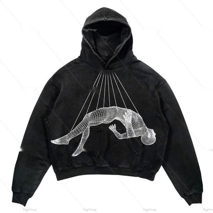 Relaxed Warm Hoodie - Cropped Pullover Polyester Streetwear