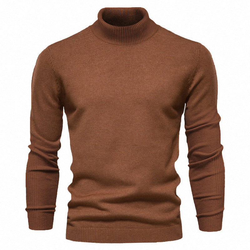 Plush Men's Turtleneck Sweater - Slim Fit Viscose Winter