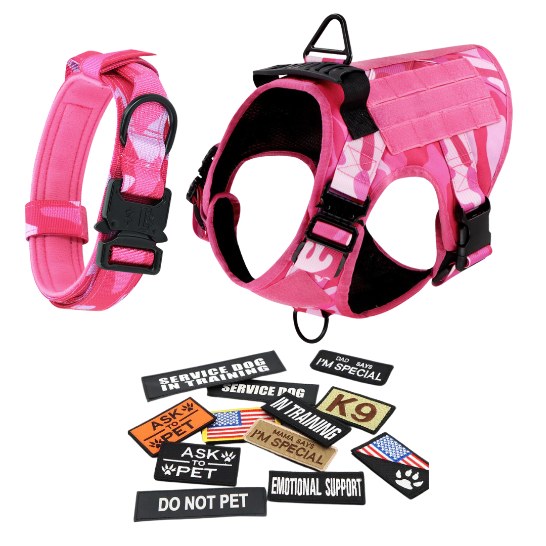 Tactical Dog Harness No-Pull With Front And Back D-Rings Fast-Release Buckles Top Handle Heavy-Duty Training